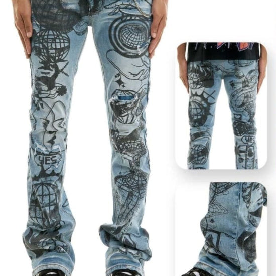 DOODLING PRINT JEANS