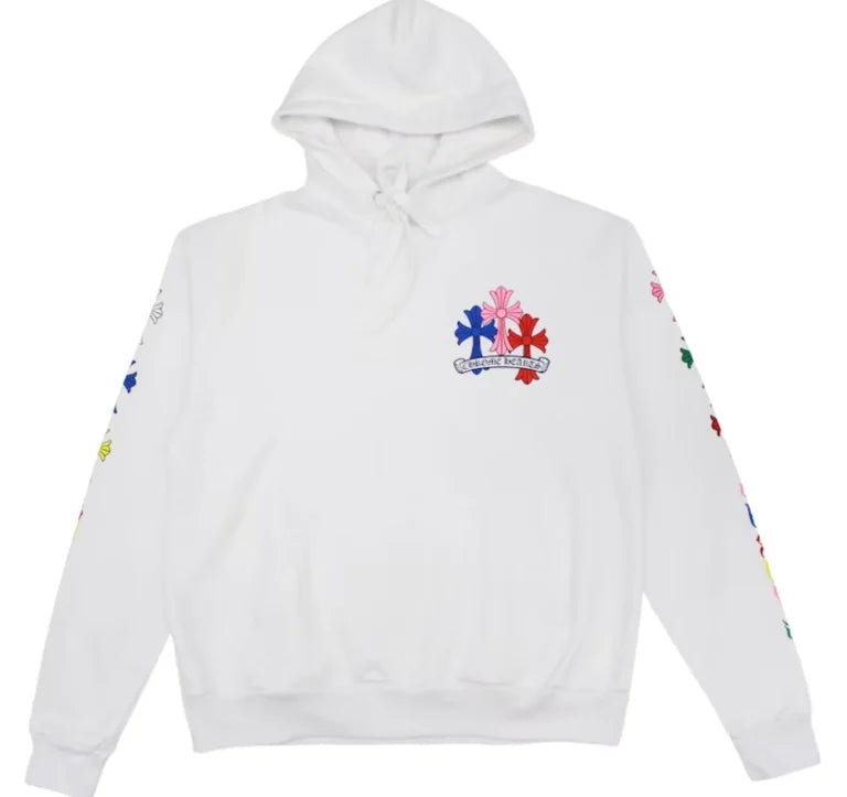 Hearts Cross Hoodie 'White/Multicolor'