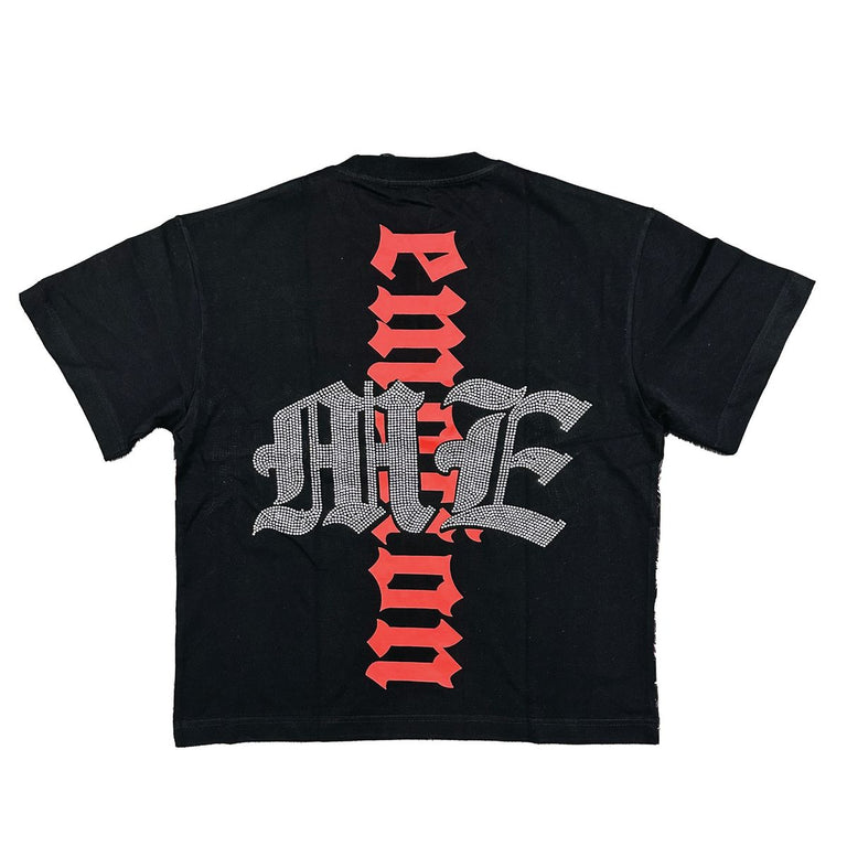 Emotion Octopus Rhinestone Tee Black