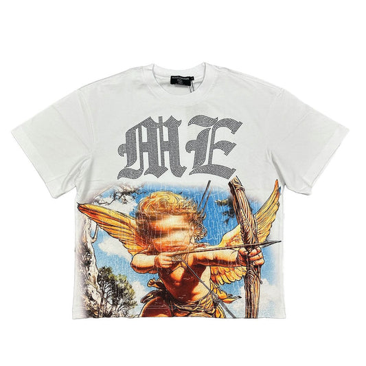 Angel Rhinestone Tee White