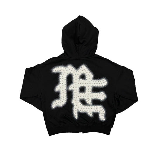 NEVER DIE RHINESTONE END ZIP HOODIE