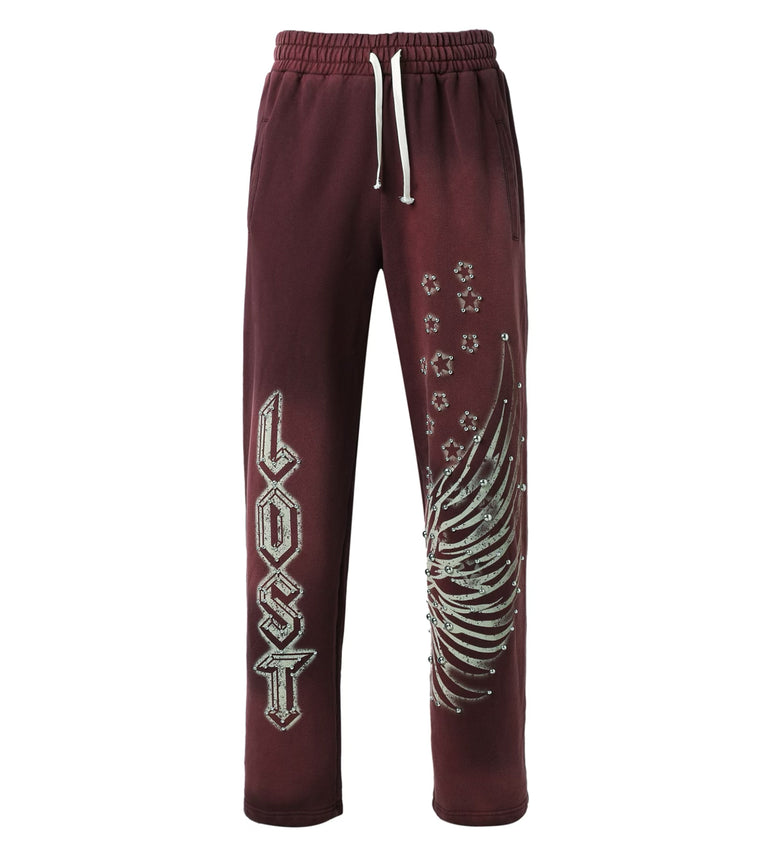 Lost Intricacy Maroon Flared Sweatpants