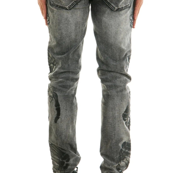 EMBROIDERY-PATCHED JEANS